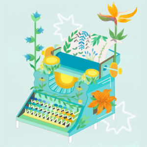 Secret garden floral typewriter